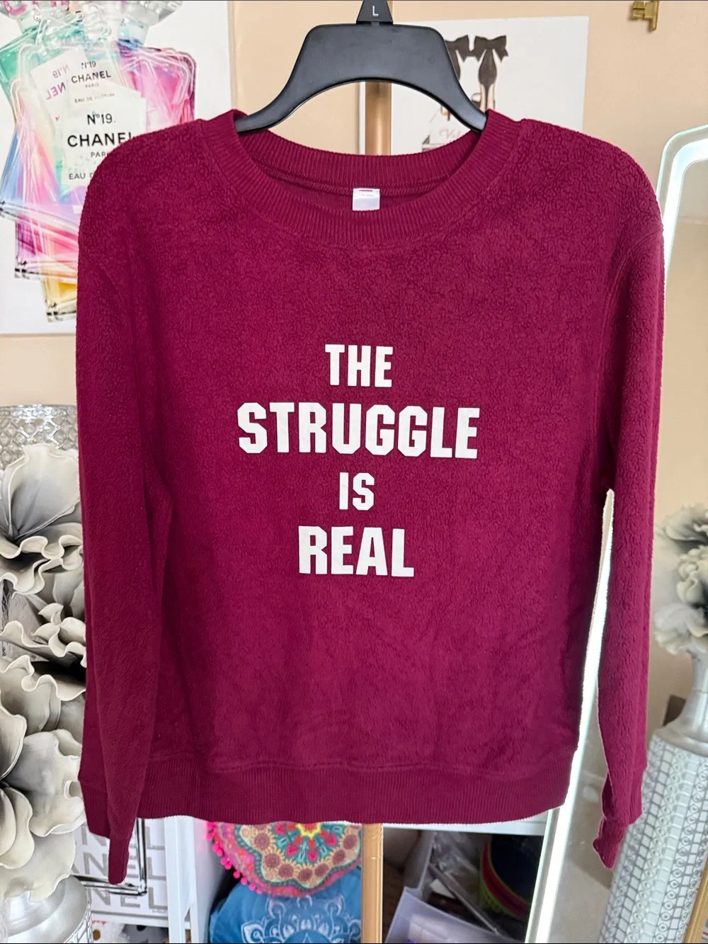 No Boundaries Maroon Crewneck Sweatshirt with White Slogan